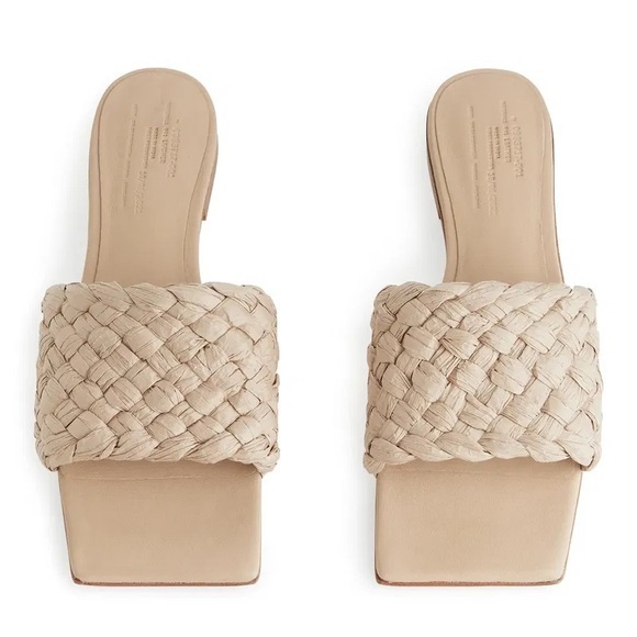 Arket woven straw beige square toe sandals - Picture 1 of 9